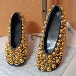 Gold Studded Black Women's Shoes